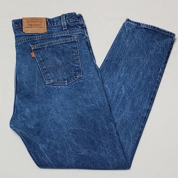 VINTAGE Levi's 505 Orange Tab Dark Wash Stone Wash Regular Fit Straight Leg Jean - Picture 2 of 11